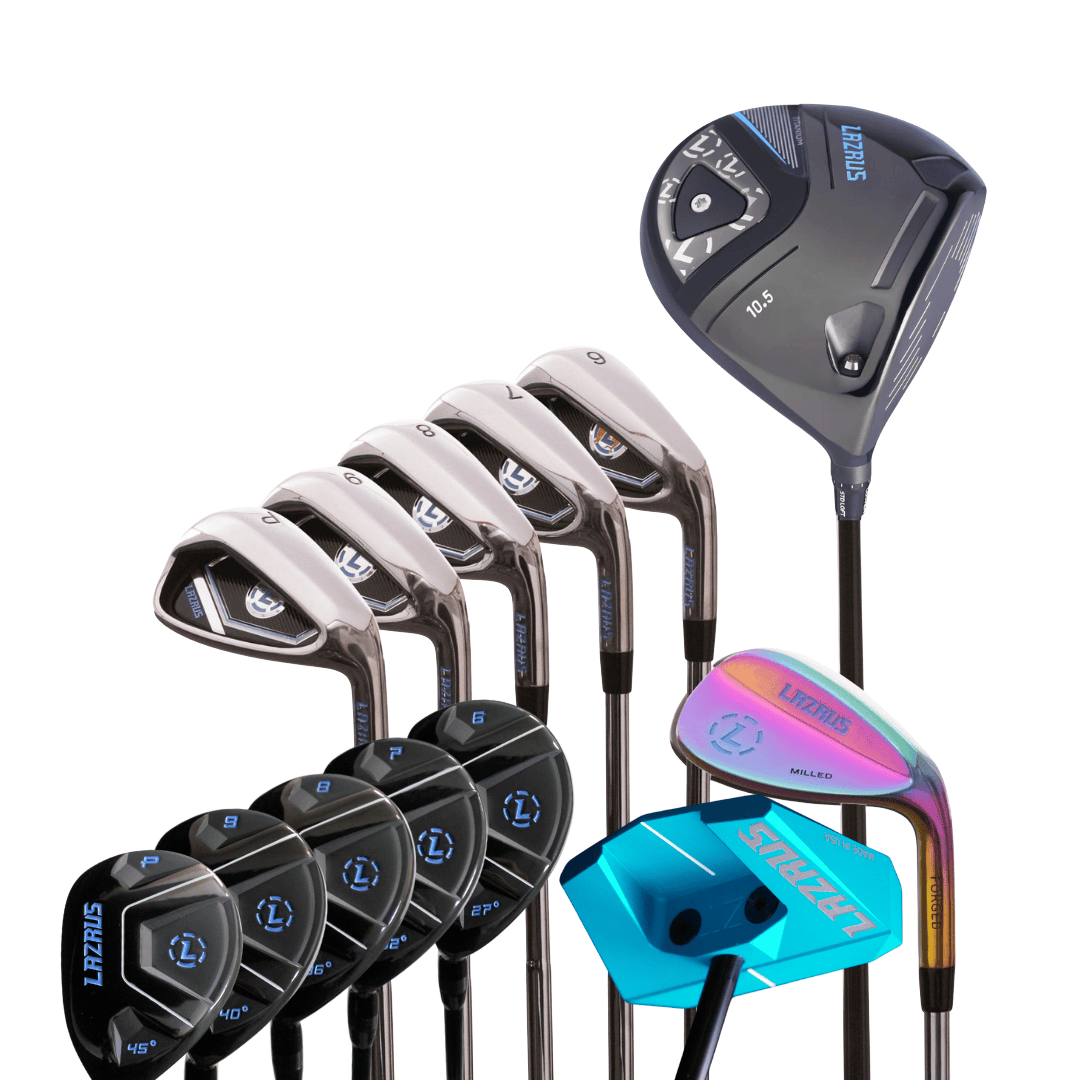 Lazrus Golf 8 pc Set - LAZ2 Driver, 6-PW Irons or 6-PW Hybrids, 52° Wedge, Putter
